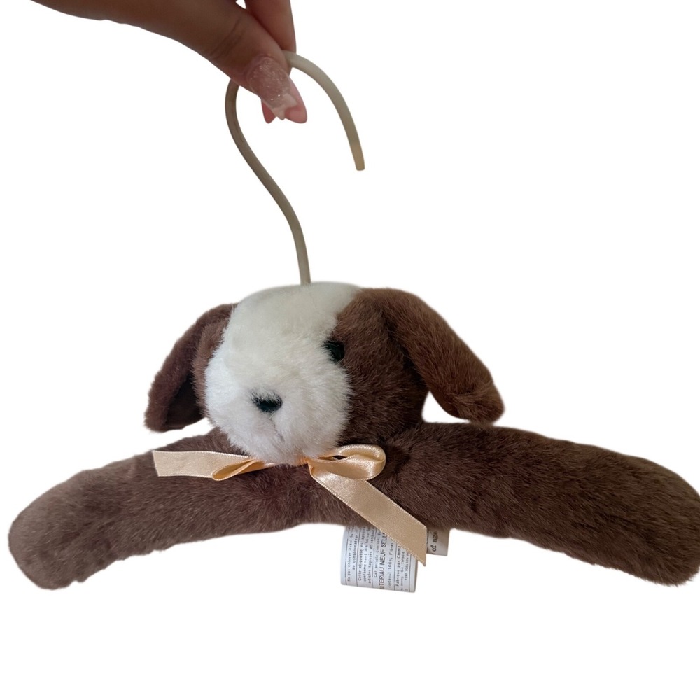 Kawaii Plush Puppy Dog Clothes Hanger‎ Brown White Faux Fur Nursery Decor
